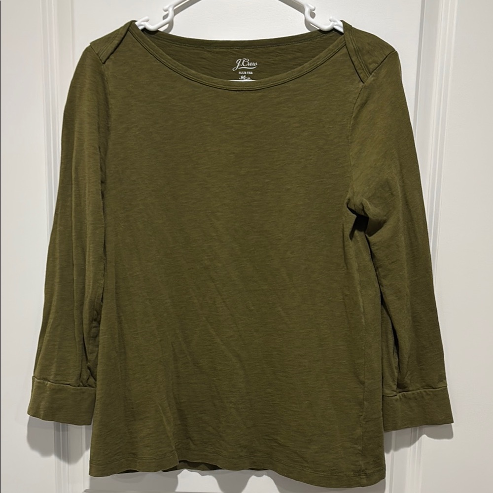 J.Crew Olive Green 3/4 Sleeve Top